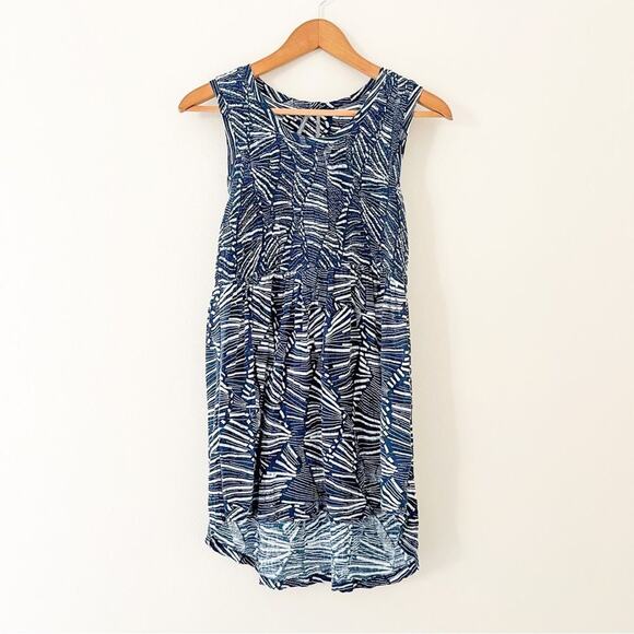 Anthropologie Navy Patterned Rouche Tank Top Blouse, Size XS - Picture 1 of 6